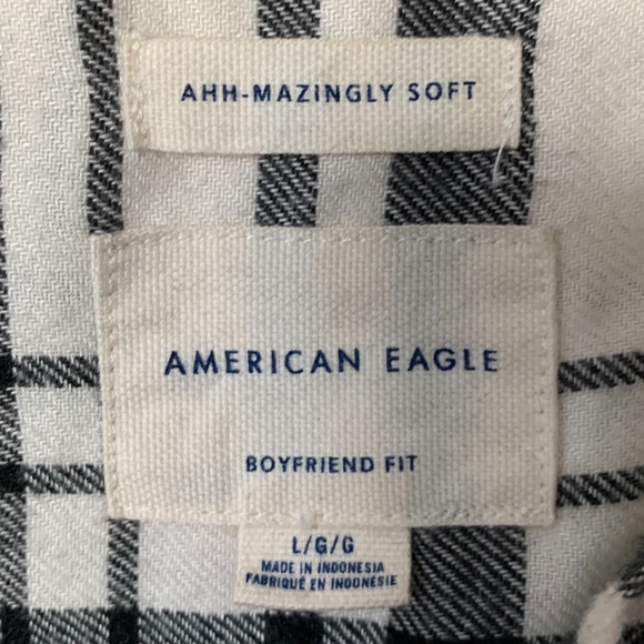 White and Black American Eagle Button Down Flannel - Picture 2 of 3